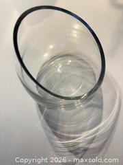 MaxSold Auction: Small Clear Glass Vase with Angled Slanted Opening - Toronto (Ontario, Canada) SELLER MANAGED Downsizing Online Auction - Poplar Plains Road