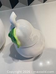 MaxSold Auction: White Ceramic Fruit Ornaments with Lidded Containers, Set of 2 - Toronto (Ontario, Canada) SELLER MANAGED Downsizing Online Auction - Poplar Plains Road