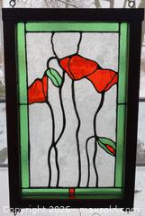 MaxSold Auction: Antique Arts & Crafts Stained Glass Window with Red Poppies  - Toronto (Ontario, Canada) PARTNER MANAGED Estate Sale Online Auction - La Rose Avenue