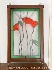 MaxSold Auction: Antique Arts & Crafts Stained Glass Window with Red Poppies  - Toronto (Ontario, Canada) PARTNER MANAGED Estate Sale Online Auction - La Rose Avenue