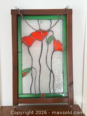 MaxSold Auction: Antique Arts & Crafts Stained Glass Window with Red Poppies  - Toronto (Ontario, Canada) PARTNER MANAGED Estate Sale Online Auction - La Rose Avenue