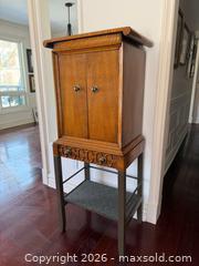 MaxSold Auction: Antique Oak Cabinet + Metal Stand  - Toronto (Ontario, Canada) PARTNER MANAGED Estate Sale Online Auction - La Rose Avenue