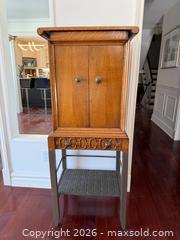 MaxSold Auction: Antique Oak Cabinet + Metal Stand  - Toronto (Ontario, Canada) PARTNER MANAGED Estate Sale Online Auction - La Rose Avenue