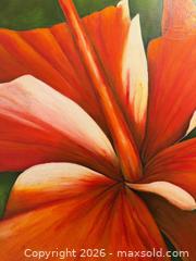 MaxSold Auction: Large Signed Oil Red Floral Hibiscus Painting  - Toronto (Ontario, Canada) PARTNER MANAGED Estate Sale Online Auction - La Rose Avenue