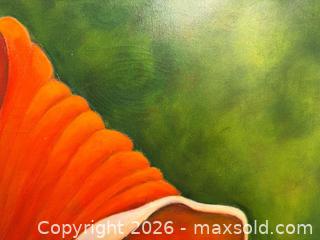 MaxSold Auction: Large Signed Oil Red Floral Hibiscus Painting  - Toronto (Ontario, Canada) PARTNER MANAGED Estate Sale Online Auction - La Rose Avenue