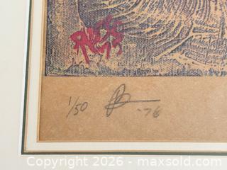 MaxSold Auction: MCM Vintage Signed Abstract Woodblock Print c.1978 - Toronto (Ontario, Canada) PARTNER MANAGED Estate Sale Online Auction - La Rose Avenue