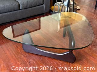 MaxSold Auction: Noguchi Style Contemporary Triangle Glass Coffee Table with Wood Base - Toronto (Ontario, Canada) PARTNER MANAGED Estate Sale Online Auction - La Rose Avenue