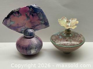 MaxSold Auction: Pair of Raku Ceramic Art Pottery Perfume Bottles Signed  - Toronto (Ontario, Canada) PARTNER MANAGED Estate Sale Online Auction - La Rose Avenue