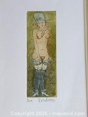 MaxSold Auction: Signed Nude Woman Coloured Etching  - Toronto (Ontario, Canada) PARTNER MANAGED Estate Sale Online Auction - La Rose Avenue