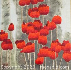 MaxSold Auction: Signed Silk Asian Art Handmade Embroidery of Poppies - Toronto (Ontario, Canada) PARTNER MANAGED Estate Sale Online Auction - La Rose Avenue