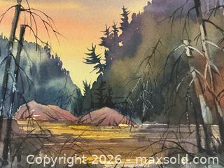 MaxSold Auction: Signed Watercolour Canadian Forest Lake Landscape Painting by David Greaves - Toronto (Ontario, Canada) PARTNER MANAGED Estate Sale Online Auction - La Rose Avenue
