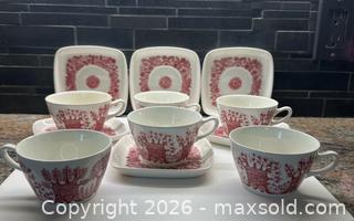 MaxSold Auction: Vintage Red + White Arden Pattern Teacups + Saucers by Turi for Figgjo Flint - Toronto (Ontario, Canada) PARTNER MANAGED Estate Sale Online Auction - La Rose Avenue