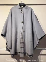 MaxSold Auction: Women’s Reversible Wool Poncho in Solid Grey, Blue + Plaid Pattern - Toronto (Ontario, Canada) PARTNER MANAGED Estate Sale Online Auction - La Rose Avenue