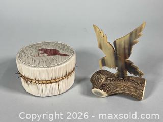 MaxSold Auction: 1950’s INDIGENOUS Handmade Beaver Quill/Birch Bark Box and Eagle Sculpture  - Toronto (Ontario, Canada) SELLER MANAGED Reseller Online Auction - Chesswood Drive