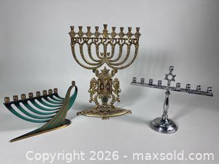 MaxSold Auction: (3) Vintage Judaica Menorahs   - Toronto (Ontario, Canada) SELLER MANAGED Reseller Online Auction - Chesswood Drive