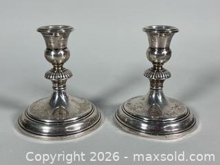 MaxSold Auction: 5” Pair of Old BIRKS STERLING SILVER Weighted Candleholders - Marked - Toronto (Ontario, Canada) SELLER MANAGED Reseller Online Auction - Chesswood Drive