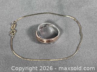 MaxSold Auction: GOLD/STERLING SILVER Ring with Melee DIAMONDS + 14K GOLD Bracelet - Marked   - Toronto (Ontario, Canada) SELLER MANAGED Reseller Online Auction - Chesswood Drive