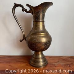 MaxSold Auction: Vintage Large Solid Brass Pitcher With Floweriest Detailing     - Toronto (Ontario, Canada) SELLER MANAGED Reseller Online Auction -  Crouse Road (STORAGE)