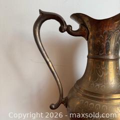 MaxSold Auction: Vintage Large Solid Brass Pitcher With Floweriest Detailing     - Toronto (Ontario, Canada) SELLER MANAGED Reseller Online Auction -  Crouse Road (STORAGE)