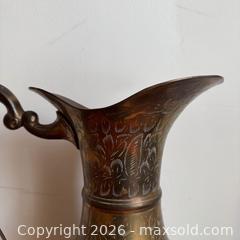 MaxSold Auction: Vintage Large Solid Brass Pitcher With Floweriest Detailing     - Toronto (Ontario, Canada) SELLER MANAGED Reseller Online Auction -  Crouse Road (STORAGE)