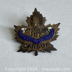 MaxSold Auction: Vintage Sterling Sliver WW1 C.E.F. North British Columbians Overseas 102 Pin/Brooch Badge - Toronto (Ontario, Canada) SELLER MANAGED Reseller Online Auction -  Crouse Road (STORAGE)