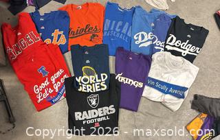MaxSold Auction: Lot of 12 m, l, xl, and 2x MLB and NFL Team shirts  - Los Angeles (California, USA) SELLER MANAGED Estate Sale Online Auction -  Troost Avenue (STORAGE)