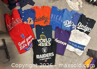 MaxSold Auction: Lot of 12 m, l, xl, and 2x MLB and NFL Team shirts  - Los Angeles (California, USA) SELLER MANAGED Estate Sale Online Auction -  Troost Avenue (STORAGE)