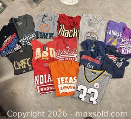 MaxSold Auction: Lot of 15 s, m, l, and xl Women’s pre owned sports tees NFL MLB NBA NHL And NCAA - Los Angeles (California, USA) SELLER MANAGED Estate Sale Online Auction -  Troost Avenue (STORAGE)