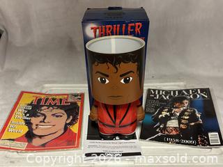 MaxSold Auction: Lot of 3 Michael Jackson items 1 thriller look/alike lamp 1 Andy Warhol time cover + 1 - Los Angeles (California, USA) SELLER MANAGED Estate Sale Online Auction -  Troost Avenue (STORAGE)