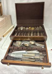 MaxSold Auction: LOT OF 55 Antique Silverware With Wooden Box - Los Angeles (California, USA) SELLER MANAGED Estate Sale Online Auction -  Troost Avenue (STORAGE)