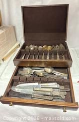 MaxSold Auction: LOT OF 55 Antique Silverware With Wooden Box - Los Angeles (California, USA) SELLER MANAGED Estate Sale Online Auction -  Troost Avenue (STORAGE)