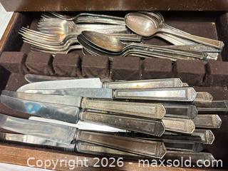 MaxSold Auction: LOT OF 55 Antique Silverware With Wooden Box - Los Angeles (California, USA) SELLER MANAGED Estate Sale Online Auction -  Troost Avenue (STORAGE)