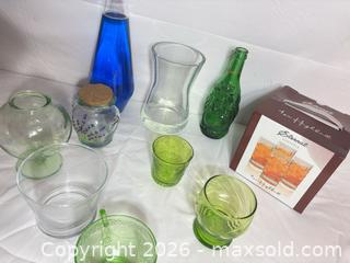 MaxSold Auction: Lot of 10+ Mixed Glassware: Vases, Drinkware & Decorative Bottles - Sunnyvale (California, USA) SELLER MANAGED Reseller Online Auction - Reseda Drive
