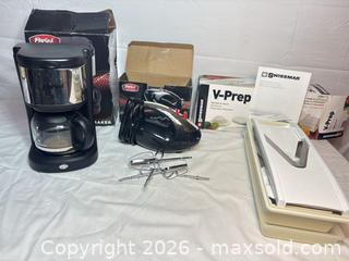MaxSold Auction: Parini & Swissmar Coffee Maker, Hand Mixer, Mandoline + Accessories - Sunnyvale (California, USA) SELLER MANAGED Reseller Online Auction - Reseda Drive