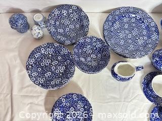 MaxSold Auction: Staffordshire/Burleigh Calico Blue Floral Earthenware 30+ pcs - Sunnyvale (California, USA) SELLER MANAGED Reseller Online Auction - Reseda Drive
