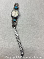 MaxSold Auction: Vintage Skeleton Automatic Pocket Watch with Chain & Turquoise Inlay - Sunnyvale (California, USA) SELLER MANAGED Reseller Online Auction - Reseda Drive