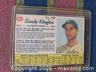 MaxSold Auction: 1962 Post Sandy Koufax No. 109 Baseball Card, Los Angeles Dodgers - Toronto (Ontario, Canada) PARTNER MANAGED Reseller Online Auction - Queen Street West