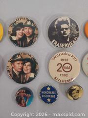 MaxSold Auction: Lot of 15 Vintage Metal Pinback Buttons, Advertising/Movie - Toronto (Ontario, Canada) PARTNER MANAGED Reseller Online Auction - Queen Street West