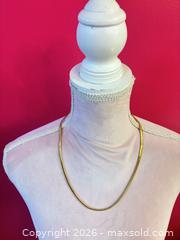 MaxSold Auction: Gold Tone Herringbone Necklace with Spring Ring Clasp - Cobourg (Ontario, Canada) SELLER MANAGED Estate Sale Online Auction - King Street East (STORAGE)
