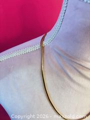 MaxSold Auction: Gold Tone Herringbone Necklace with Spring Ring Clasp - Cobourg (Ontario, Canada) SELLER MANAGED Estate Sale Online Auction - King Street East (STORAGE)