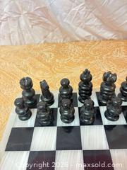 MaxSold Auction: Marble Chess Set with Board - Black & White Carved Pieces - Cobourg (Ontario, Canada) SELLER MANAGED Estate Sale Online Auction - King Street East (STORAGE)