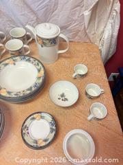 MaxSold Auction: Mikasa Garden Harvest (Intaglio) Ceramic Dinnerware & Tea Set - Cobourg (Ontario, Canada) SELLER MANAGED Estate Sale Online Auction - King Street East (STORAGE)