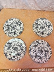 MaxSold Auction: Ravensdale Pottery Dinner Plates, Black Floral with Birds, 10.5in - Cobourg (Ontario, Canada) SELLER MANAGED Estate Sale Online Auction - King Street East (STORAGE)