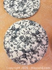 MaxSold Auction: Ravensdale Pottery Dinner Plates, Black Floral with Birds, 10.5in - Cobourg (Ontario, Canada) SELLER MANAGED Estate Sale Online Auction - King Street East (STORAGE)