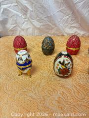 MaxSold Auction: Set of 8 Porcelain Enamel Decorative Egg Trinket Boxes, Floral Bird - Cobourg (Ontario, Canada) SELLER MANAGED Estate Sale Online Auction - King Street East (STORAGE)