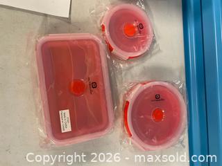MaxSold Auction: Outbound Collapsible Silicone Food Storage Container Set – 3 Piece – New in Box  - Vancouver (British Columbia, Canada) SELLER MANAGED Reseller Online Auction - East 7th Avenue (STORAGE)