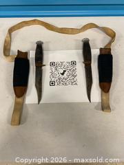 MaxSold Auction: Vintage Hunting Cutting Utensil Lot of 2 w/ Sheaths Wood Handles Fixed Blade - Vancouver (British Columbia, Canada) SELLER MANAGED Reseller Online Auction - East 7th Avenue (STORAGE)