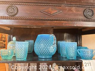 MaxSold Auction: Blue Opalescent Hobnail Style glass set of 12 - Gilroy (California, USA) SELLER MANAGED Estate Sale Online Auction - Santa Paula Drive