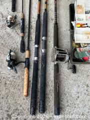 MaxSold Auction: Fishing Poles, Reels, Loaded Tackle Box - Gilroy (California, USA) SELLER MANAGED Estate Sale Online Auction - Santa Paula Drive