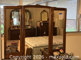 MaxSold Auction: Vintage Vanity With 3-panel Mirror - Gilroy (California, USA) SELLER MANAGED Estate Sale Online Auction - Santa Paula Drive